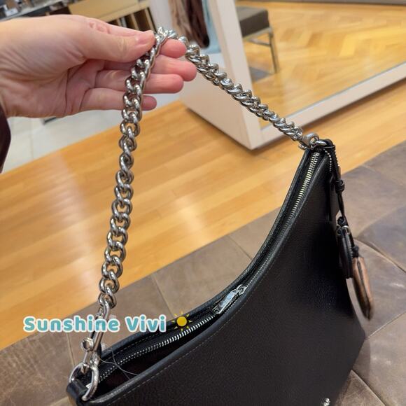 NWT Coach Laurel Large Shoulder Bag With Mirror Charm And Pouch CBI93 Black Tan - Picture 5 of 10